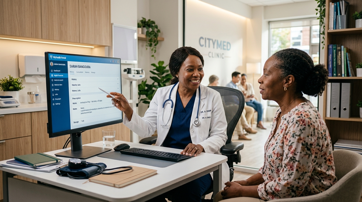 Doctor and patient consultation